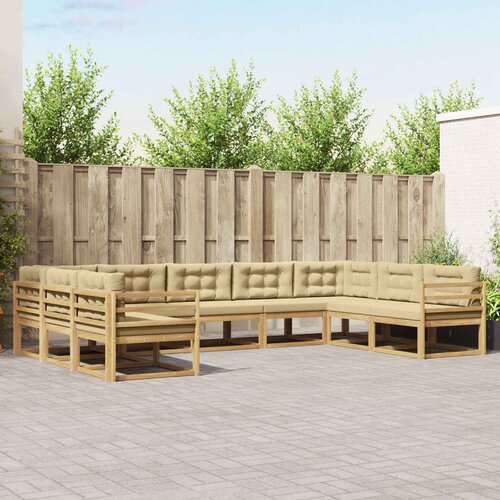  Set vanjskih sofa s jastukom 9 pcs Bijela i bež Cene
