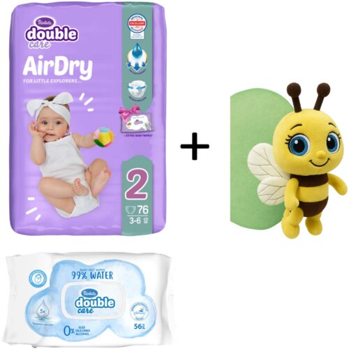 Violeta DC Pelene Air Dry 2, 3-6 kg, 76/1, Vlažne maramice, Water Care 56/1 + Pli&amp;scaron;ana igračka pčelica gratis Slike