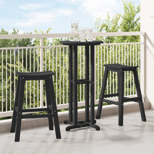 VidaXL set od 3 vrtne barske stolice crne hdpe Slike