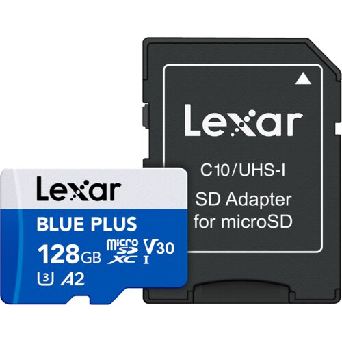 Lexar 128 microSDHC Blue Plus UHS-I with SD adapter, up to 170MB Slike