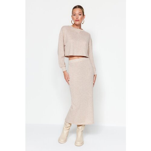 Trendyol Light Beige Top and Bottom Set with a soft, soft fabric Slike