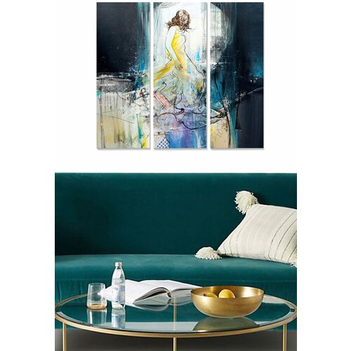 Wallity MDF1303632385 multicolor decorative mdf painting (3 pieces) Cene