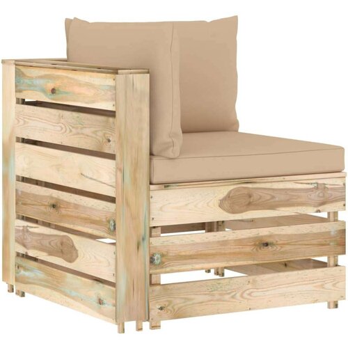  Modularna kutna sofa s jastucima od zeleno impregniranog drva Slike
