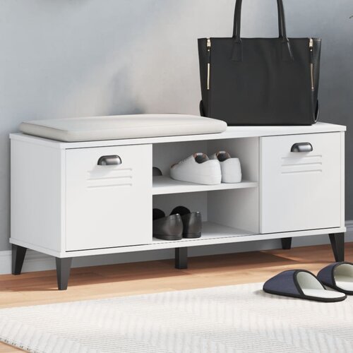 vidaXL Klupa za cipele VIKEN bijela 106 x 35 x 45 cm masivna borovina Cijene