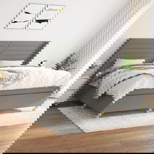 VidaXL Okvir kreveta s oprugama i madrac svjetlosivi 180x200cm tkanina Slike