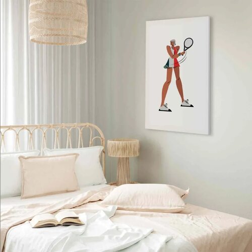  Slika - Tennis Player With a Racket on a Light Background - Illustration 20x30 Akustična Cene