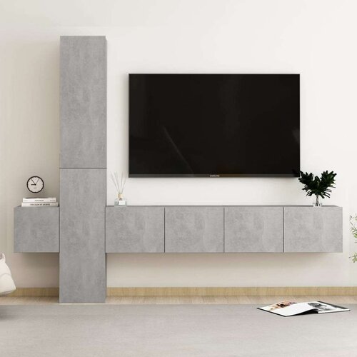  5-dijelni set TV ormarića siva boja betona od iverice Cijene