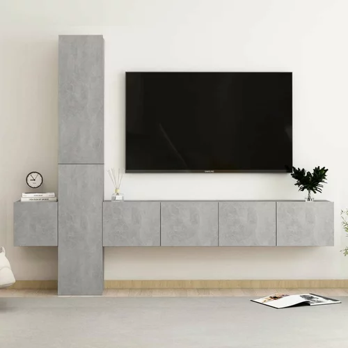  Komplet TV omaric 5-delni betonsko siva iverna plošča, (20914558)