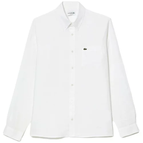 Lacoste Srajce z dolgimi rokavi Linen Casual Shirt - Blanc Bela
