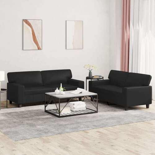  2-dijelni set sofa crni od umjetne kože Cene