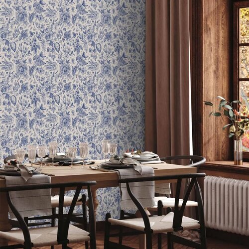  Tapeta - Illustration with blue flowers 50x1000 Slike
