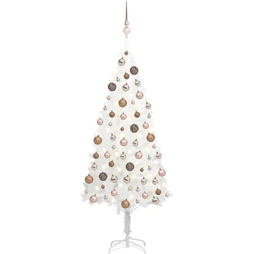 vidaXL umjetno božićno drvce s LED svjetlima i kuglicama bijelo 120 cm