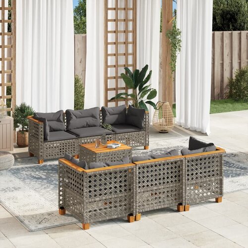  7-dijelni set vrtnih sofa sivi od poliratana Siva 55 x 55 x 36 cm Cijene