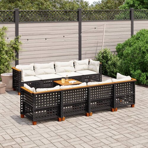 vidaXL 9-dijelni set vrtnih sofa s jastucima crni od poliratana Cijene