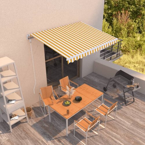 vidaXL avtomatsko zložljiva tenda 350x250 cm rumena in bela Cene