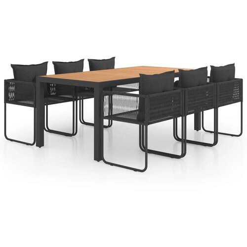  7-dijelni vrtni blagovaonski set od PVC ratana crno-smeđi Slike