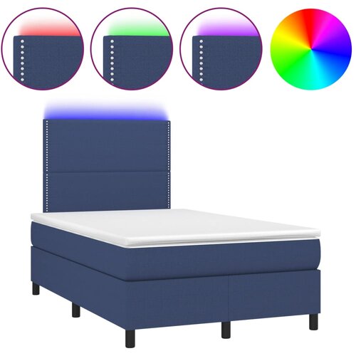 VidaXL Box spring postelja z vzmetnico LED modra 120x190 cm blago, (21128079) Slike
