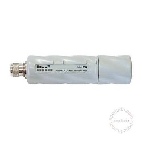 MikroTik RouterBoard Groove A-52HPn - 1 x LAN (PoE) 2GHz/5GHz 802.11a/n 500mW 64MB RAM sa RouterOS L4 N(m) konektor PoE injector + AC/DC adapter 24V ruter Slike