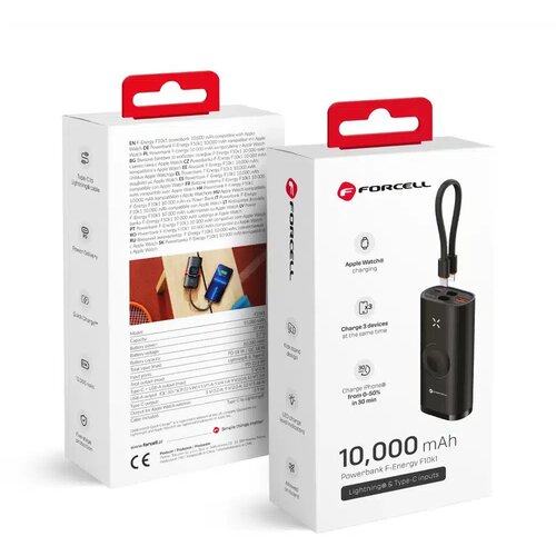 forcell Powerbank F-Energy F10k1 10.000 mAh, združljiv z Apple Watch, črn Cene