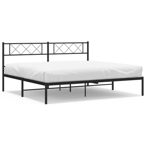 VidaXL Kovinski posteljni okvir z vzglavjem črn 183x213 cm, (20906249) Slike