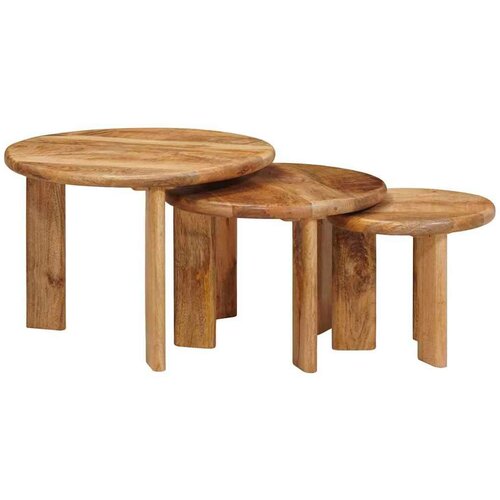  Stolovi za slaganje 3 pcs Smeđa Čvrsto drvo manga Slike