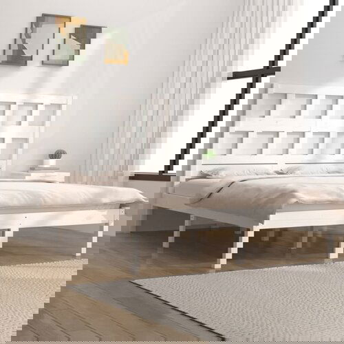 Furnova Posteljni okvir brez vzmetnice bel 120x190 cm trdna borovina, (21939746) Slike