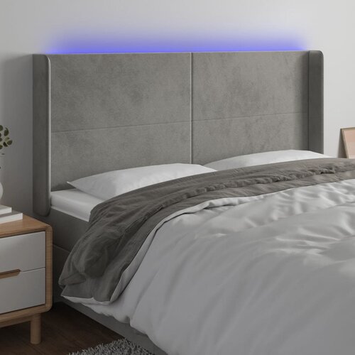 vidaXL LED uzglavlje svjetlosivo 203 x 16 x 118/128 cm baršunasto Cijene