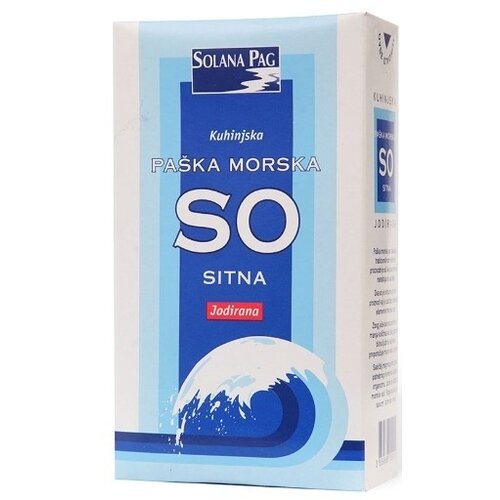 Solana Pag kuhinjska pa&amp;scaron;ka morska so sitna jodirana 1KG kutija Slike