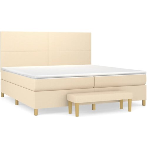Maison Chic Box spring postelja - Vzmetna postelja z vzmetnico krem 200x200 cm blago SL509, (21890447) Slike