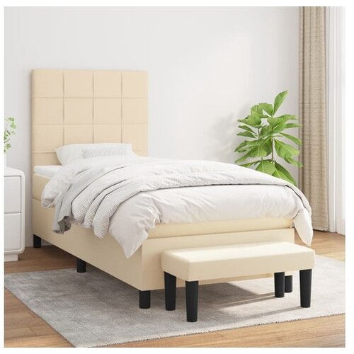  Box spring postelja z vzmetnico krem 90x200 cm blago Cene