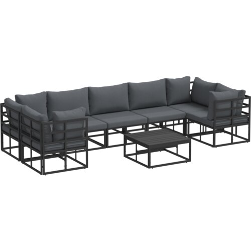 VidaXL Vrtna sedežna garnitura 8 pcs Črna Aluminij Slike