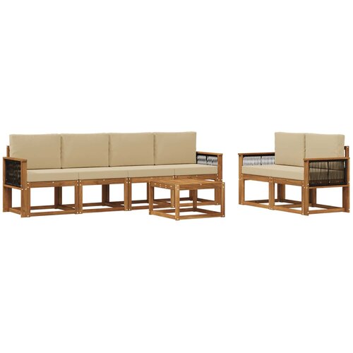 vidaXL Zunanja garnitura za sedenje z blazino 6 pcs Naravna, (5000279586) Cene