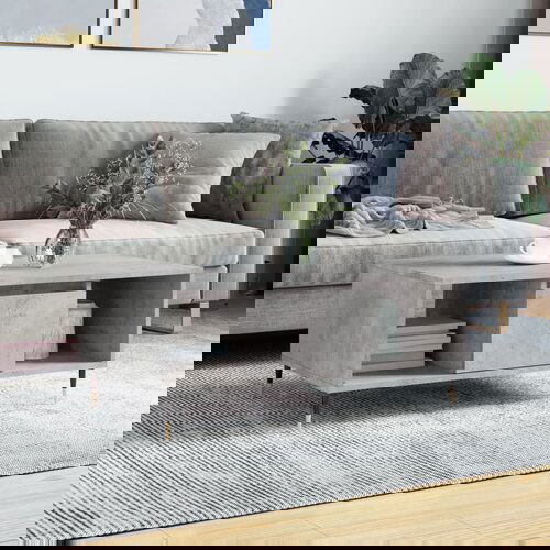 VidaXL Klubska mizica betonsko siva 90x50x36,5 cm inženirski les Slike