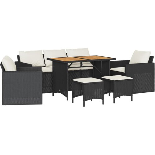 6-dijelni set vrtnih sofa s jastucima crni od poliratana Crna 177 x 70 x 68 cm Slike
