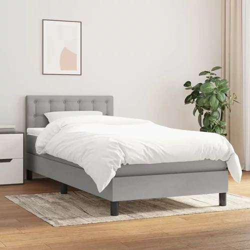  Box spring postelja z vzmetnico svetlo siva 90x200 cm blago, (20725293)