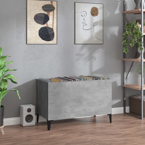 VidaXL Omarica za gramofonske plo&amp;scaron;če betonsko siva 74,5x38x48 cm les Slike