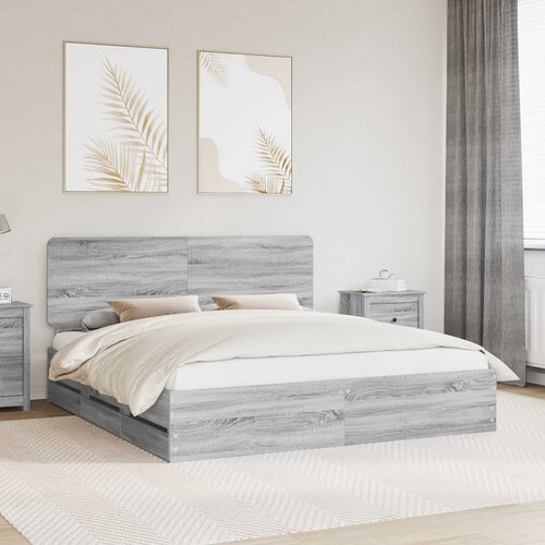 Krevetna konstrukcija Siva Sonoma 180 x 200 cm Inženjersko Drvo Cijene