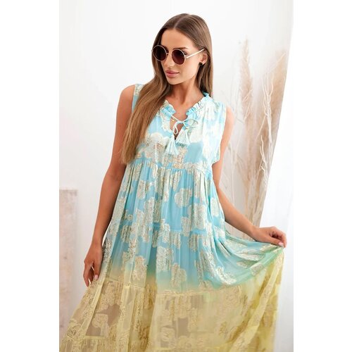 Kesi Włoski Women's sleeveless viscose dress turquoise Cijene