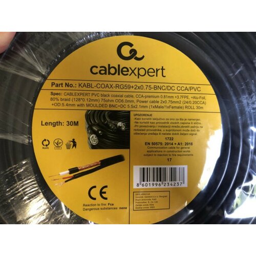Gembird KABL-COAX-RG59+2X0.75-BNC/DC-30M gotov krimpovan kabl za video nadzor sa bnc+dc krajevima cca 30m Cene