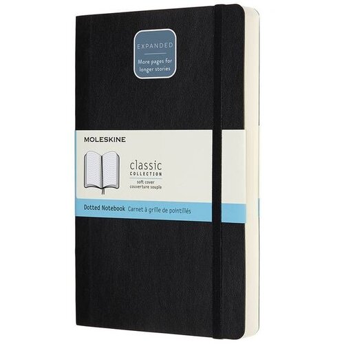 Moleskine Notes LG Expanded, Mek povez, Tačke, 400 strana, Crni Cene