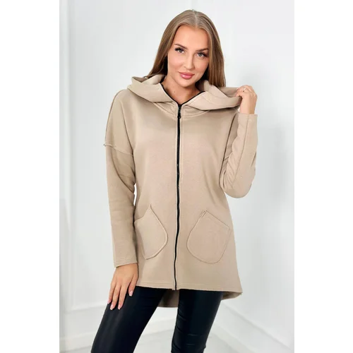 Kesi Insulated sweatshirt with longer back and pockets light beige