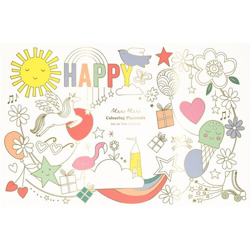 Meri Meri Papirnati pogrinjki v kompletu 8 ks 28x42.5 cm Happy Icons – Cene