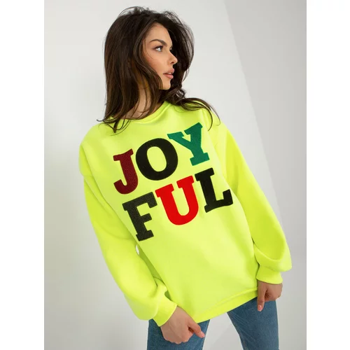 Fashion Hunters Fluo yellow sweatshirt without sweatshirt with patches