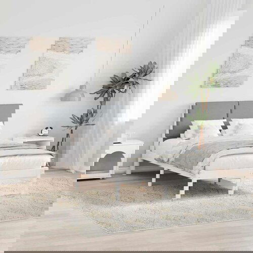 vidaXL Kovinska posteljna konstrukcija z vzglavjem Bela in svetlo siva, (5000084560) Cene