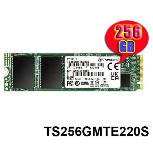 Transcend SSD 256GB M.2 NVMePCIe Gen3 x4,3,300/1,1250 MB/s Slike