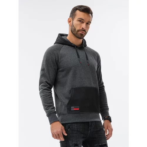 Ombre Men's combined materials HOODIE sweatshirt - graphite