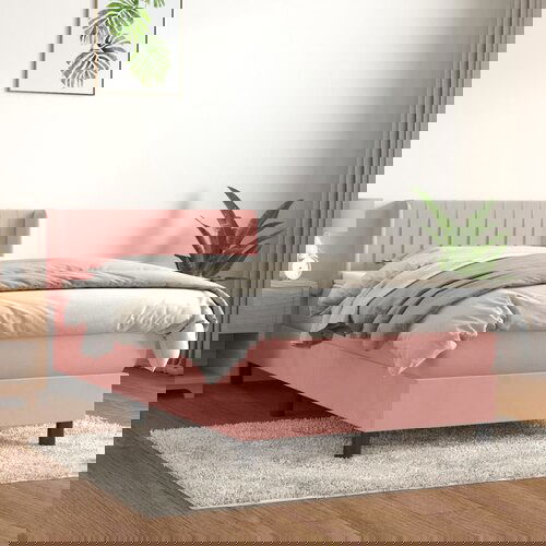 VidaXL Box spring postelja z vzmetnico roza 80x200 cm žamet Slike