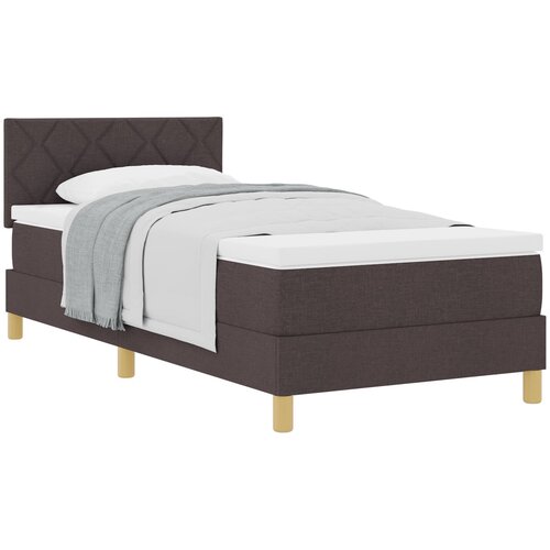 VidaXL Temno rjava postelja z vzmetnico 100x200 cm iz tkanine, (22084062) Slike