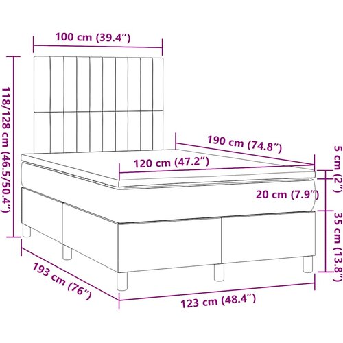  Krevet box spring s madracem tamnosmeđi 120 x 190 cm od tkanine Slike
