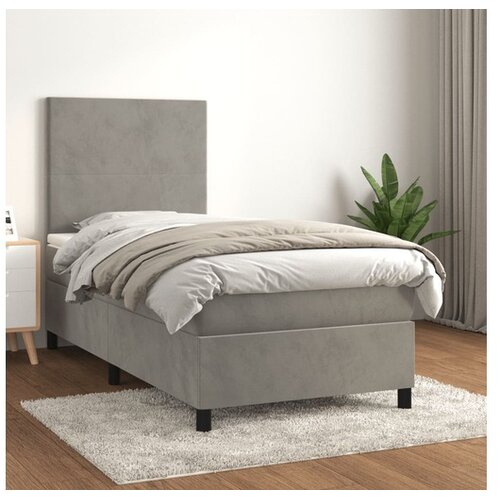  Box spring postelja z vzmetnico svetlo siva 100x200 cm žamet Cene